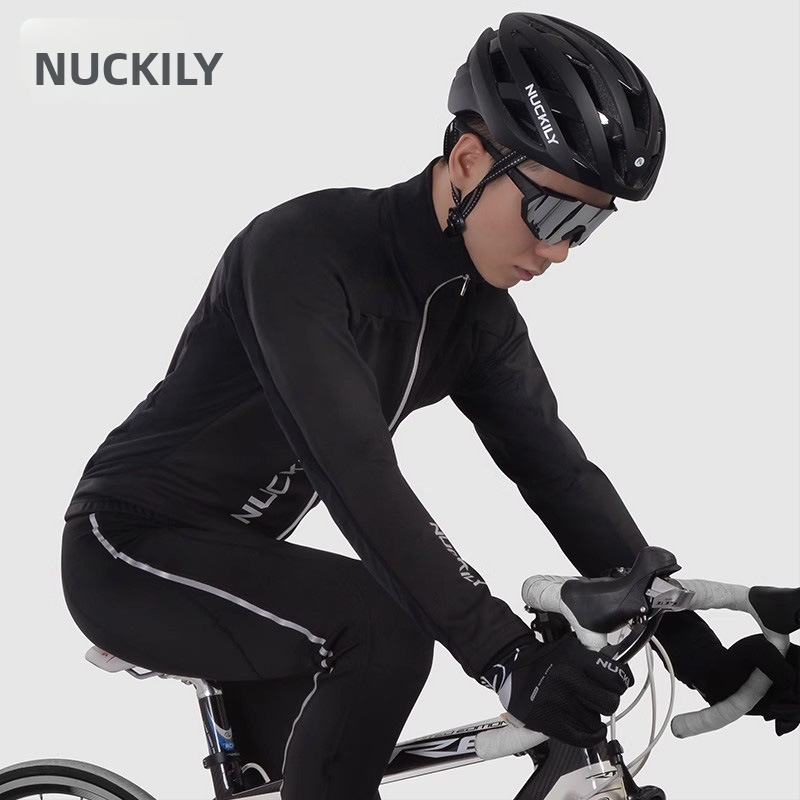 NUCKILY zimski unisex komplet za vožnju biciklom: topao, Spandex tkanina, jednobojni uzorak, za vožnju