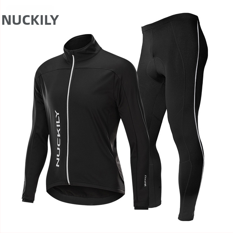 NUCKILY zimski unisex komplet za vožnju biciklom: topao, Spandex tkanina, jednobojni uzorak, za vožnju