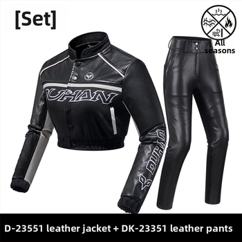 Мотоциклетно кожено яке за каране – тесен силует, къс талия, защитно (Защита, Есен, Жени, Каране)