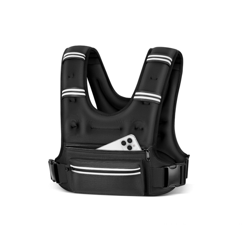 Svorinė liemenė treniruotėms — Neoprenas + geležies smėlis, reguliuojamas svoris, tinkama nakčiai bėgimui, šokinėjimui virve, dviračiu ir jėgos treniruotėms