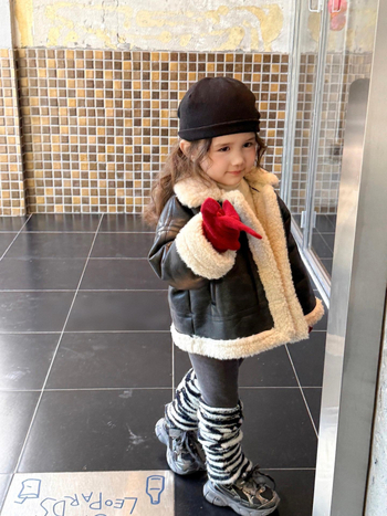 Jachetă de iarnă pentru copii, stil coreean, exterior din bumbac cu căptușeală din bumbac, închidere cu șnur la față