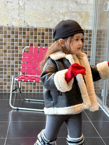 Jachetă de iarnă pentru copii, stil coreean, exterior din bumbac cu căptușeală din bumbac, închidere cu șnur la față