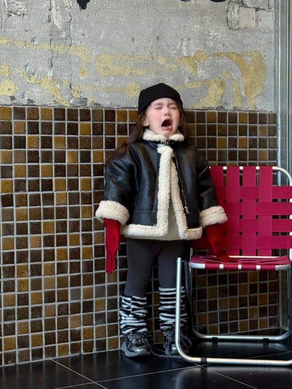 Bērnu ziemas jaka Korejas stilā, kokvilnas ārējais materiāls un kokvilnas pamatoda, priekšējā aizdare ar auklu