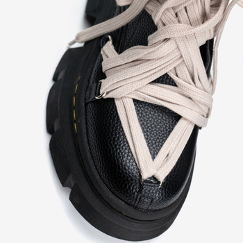 Unisex Martin čizme s debelim potplatom, bočni zip i vezanje sprijeda, klinasti potpetica 6–8 cm, PU gornji dio, okrugli vrh