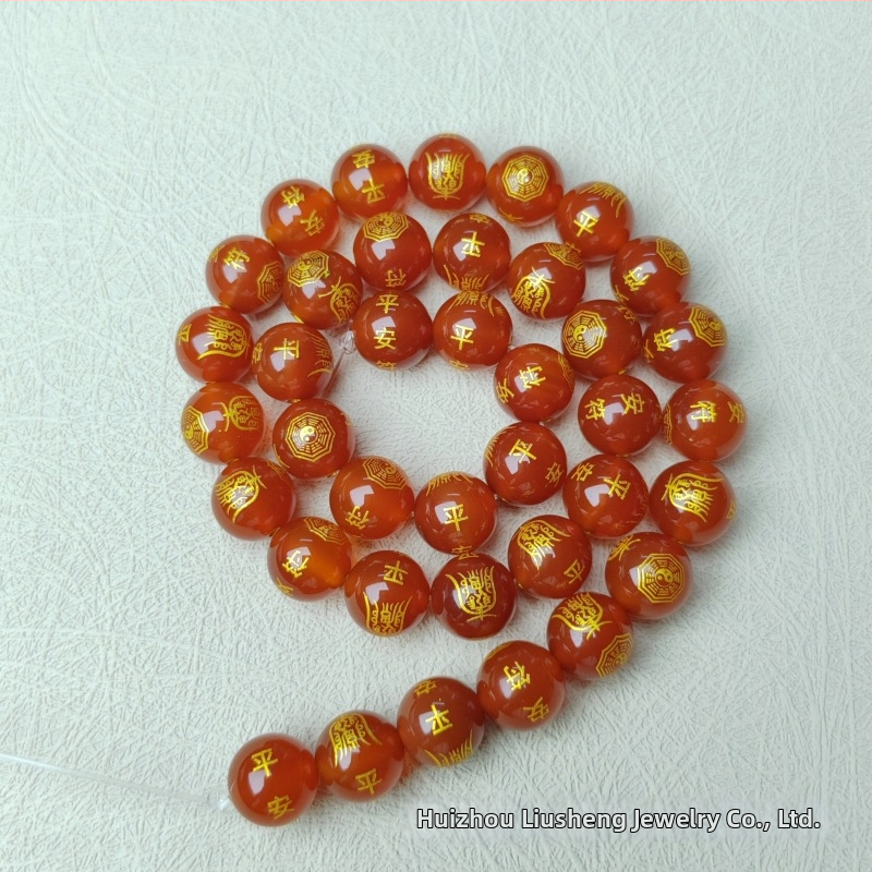 DIY perle za nakit, agat i staklo, toplim otiskivanjem, oslikane i elektroplatirane, znak mira, Liusheng Jewelry