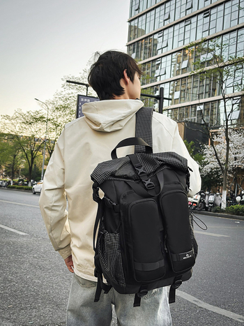 Rucsac unisex din nylon, compatibil cu laptop de 10 inch, capacitate sub 20L, stil urban