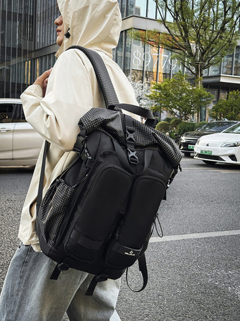 Rucsac unisex din nylon, compatibil cu laptop de 10 inch, capacitate sub 20L, stil urban