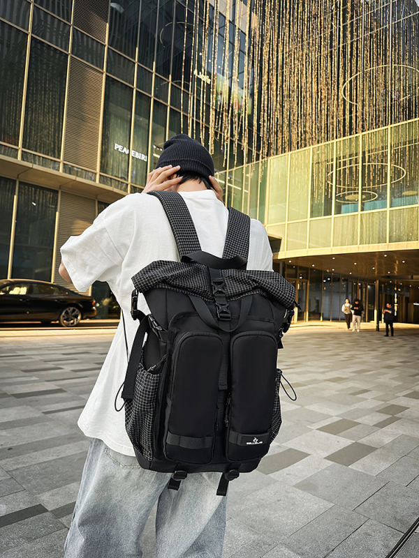 Rucsac unisex din nylon, compatibil cu laptop de 10 inch, capacitate sub 20L, stil urban