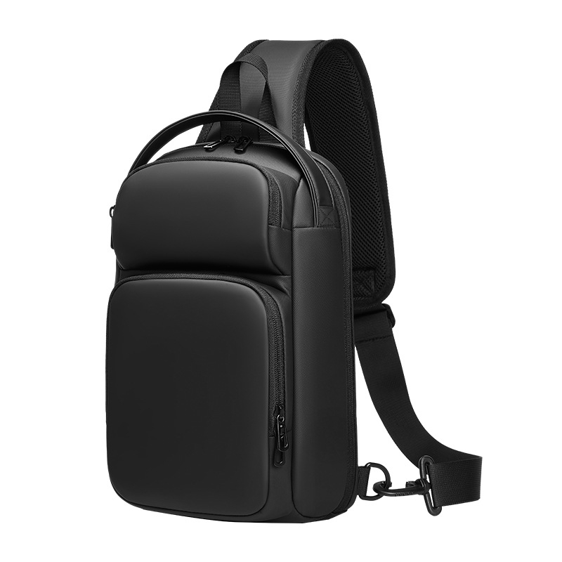 Muška prsna torba, PU materijal, USB sučelje, vodootporna, ultra lagana, poliester podstava