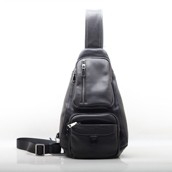Кожена мъжка чанта за гръден кош с кожа от горния слой, уличен стил, система против кражба, множество отделения, презрамка за кръст