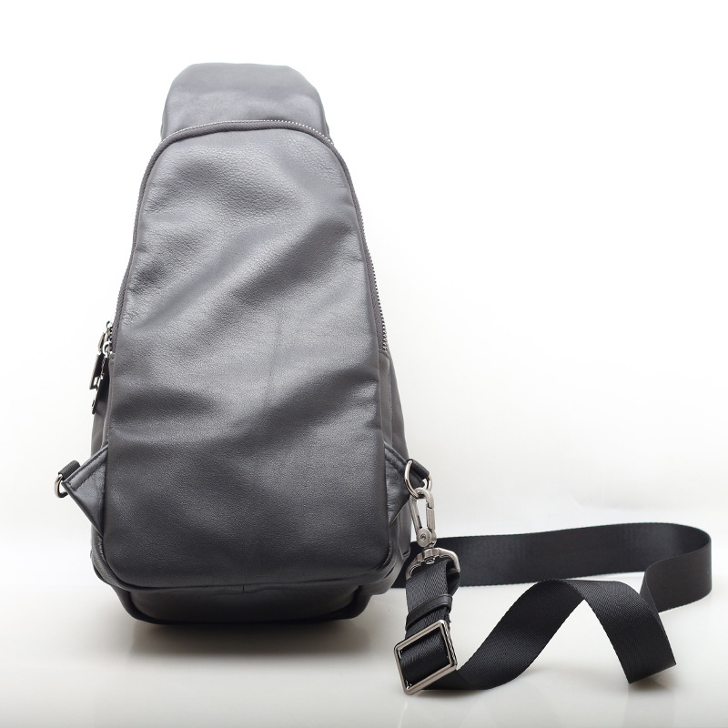 Кожена мъжка чанта за гръден кош с кожа от горния слой, уличен стил, система против кражба, множество отделения, презрамка за кръст