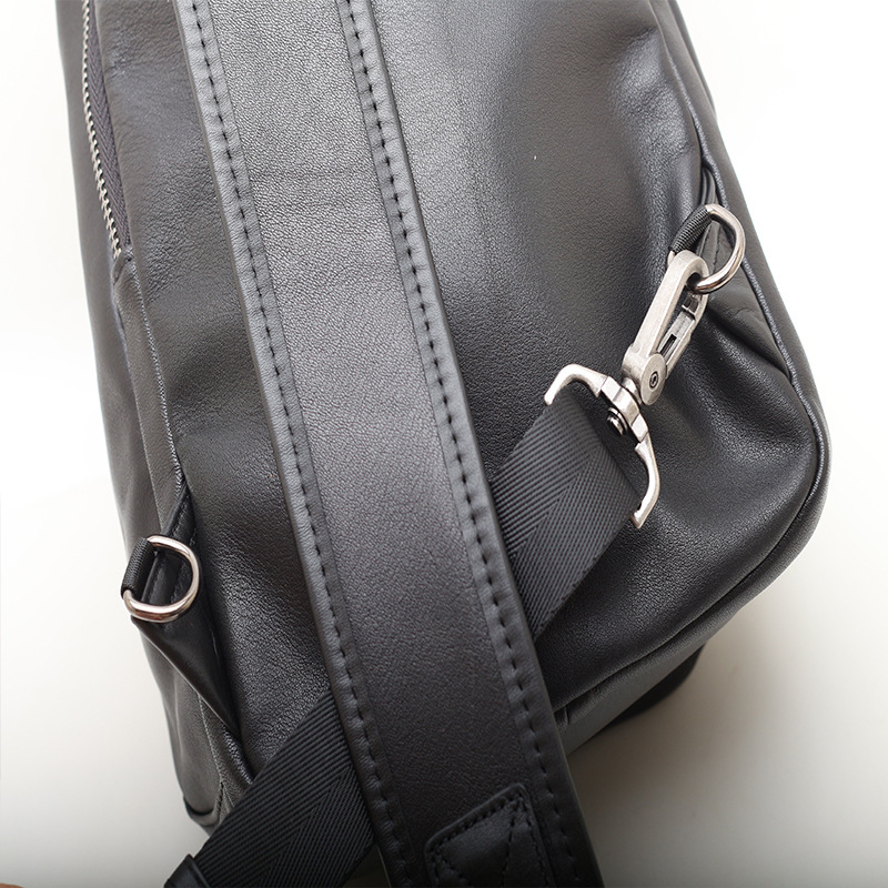 Кожена мъжка чанта за гръден кош с кожа от горния слой, уличен стил, система против кражба, множество отделения, презрамка за кръст