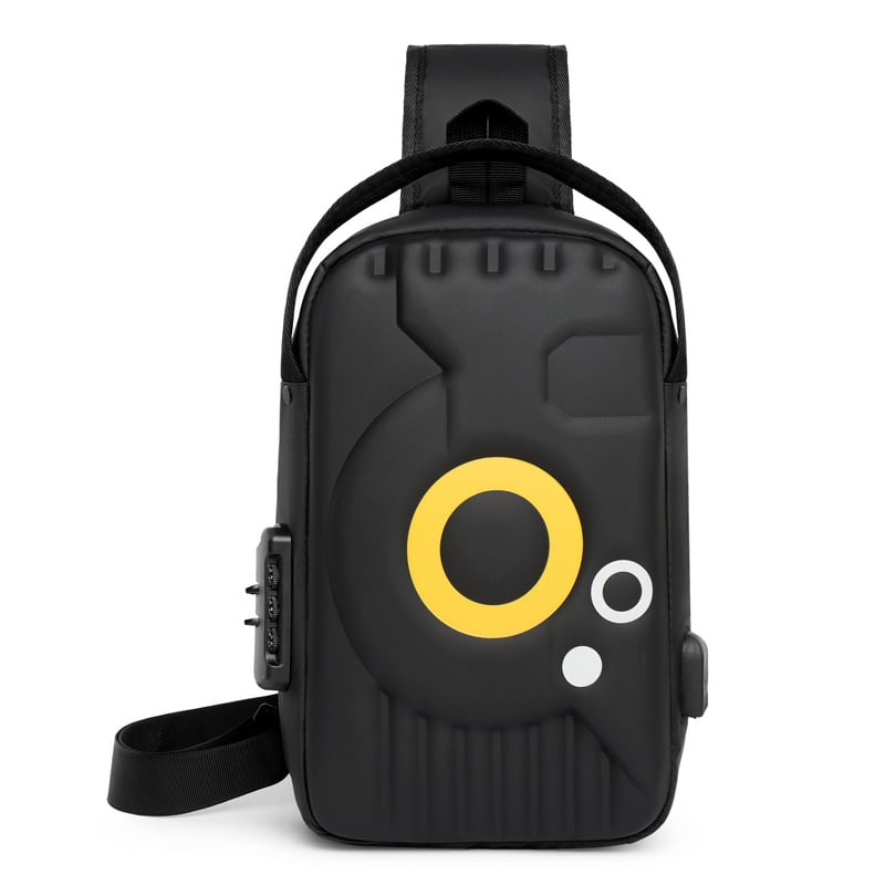 Vīriešu Chest Bag, PU materiāls, pretzādzības funkcija, USB interfeiss, ūdensizturīgs, ģeometriskais raksts (ielu stils)