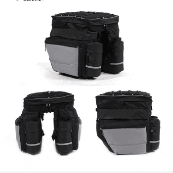 Stražnja torba za bicikl za planinski bicikl, 3-u-1 torba za vožnju, dvostruka pannier, model QL-5, Oxford materijal, s podstavom, veliki kapacitet