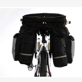 Stražnja torba za bicikl za planinski bicikl, 3-u-1 torba za vožnju, dvostruka pannier, model QL-5, Oxford materijal, s podstavom, veliki kapacitet