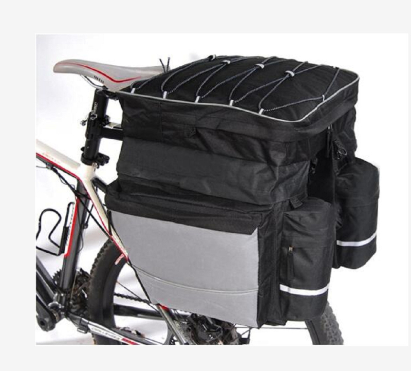 Stražnja torba za bicikl za planinski bicikl, 3-u-1 torba za vožnju, dvostruka pannier, model QL-5, Oxford materijal, s podstavom, veliki kapacitet