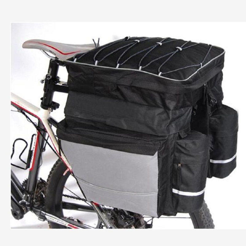 Stražnja torba za bicikl za planinski bicikl, 3-u-1 torba za vožnju, dvostruka pannier, model QL-5, Oxford materijal, s podstavom, veliki kapacitet