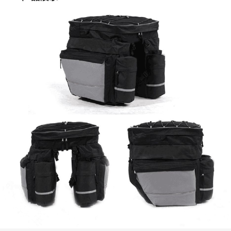 Stražnja torba za bicikl za planinski bicikl, 3-u-1 torba za vožnju, dvostruka pannier, model QL-5, Oxford materijal, s podstavom, veliki kapacitet