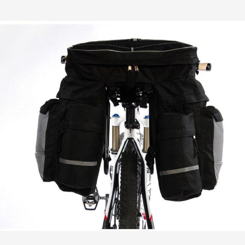 Stražnja torba za bicikl za planinski bicikl, 3-u-1 torba za vožnju, dvostruka pannier, model QL-5, Oxford materijal, s podstavom, veliki kapacitet