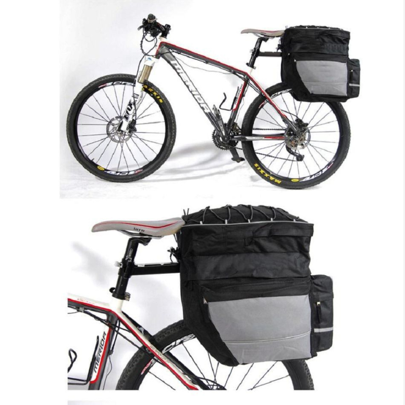 Stražnja torba za bicikl za planinski bicikl, 3-u-1 torba za vožnju, dvostruka pannier, model QL-5, Oxford materijal, s podstavom, veliki kapacitet