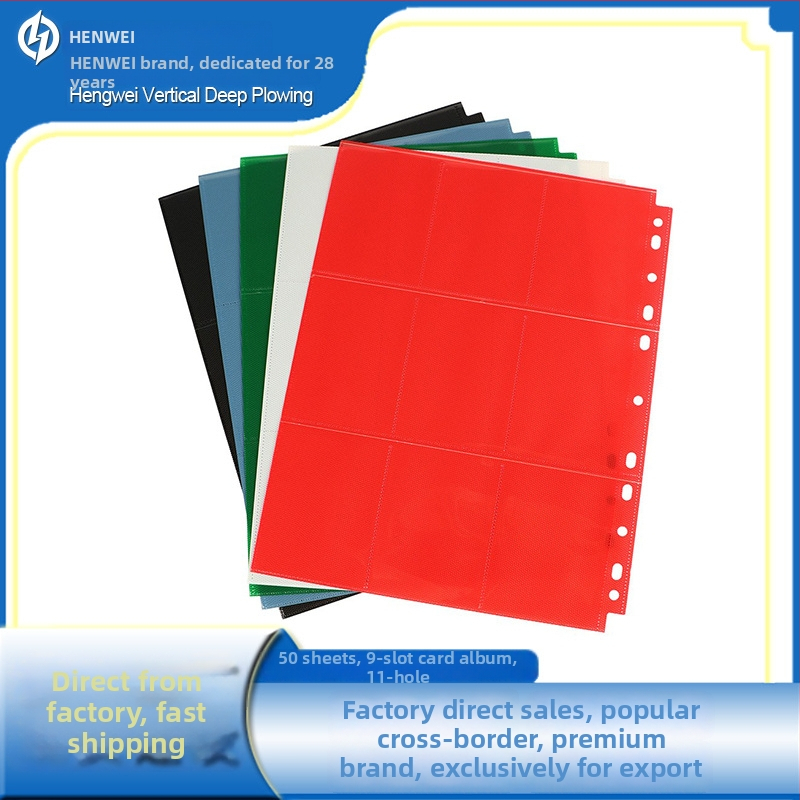 Henwei 9‑kép Függőleges Kártyaalbum Ultraman és Pokémon számára — 11 Lyuk, Három Réteg Loose-Leaf, Oldalsó Nyitás, Kétoldalas Lapok, Műanyag