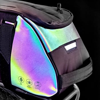 Hátsó kerékpár táska csomagtartóra, PU bőr, modell: Reflective Shelf Bag, béléses, utazásokhoz