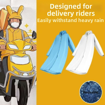 Piegādātājiem lietus mētelis – pilnīga ķermeņa ūdensizturīgs velosipēdu piegādes ponča, atkārtoti lietojams, audums: TPEs, PU līmēšana, logotipa drukāšana iespējama
