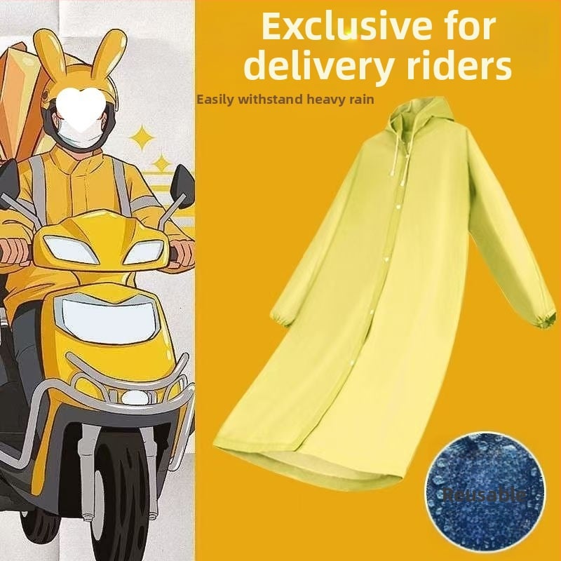 Piegādātājiem lietus mētelis – pilnīga ķermeņa ūdensizturīgs velosipēdu piegādes ponča, atkārtoti lietojams, audums: TPEs, PU līmēšana, logotipa drukāšana iespējama