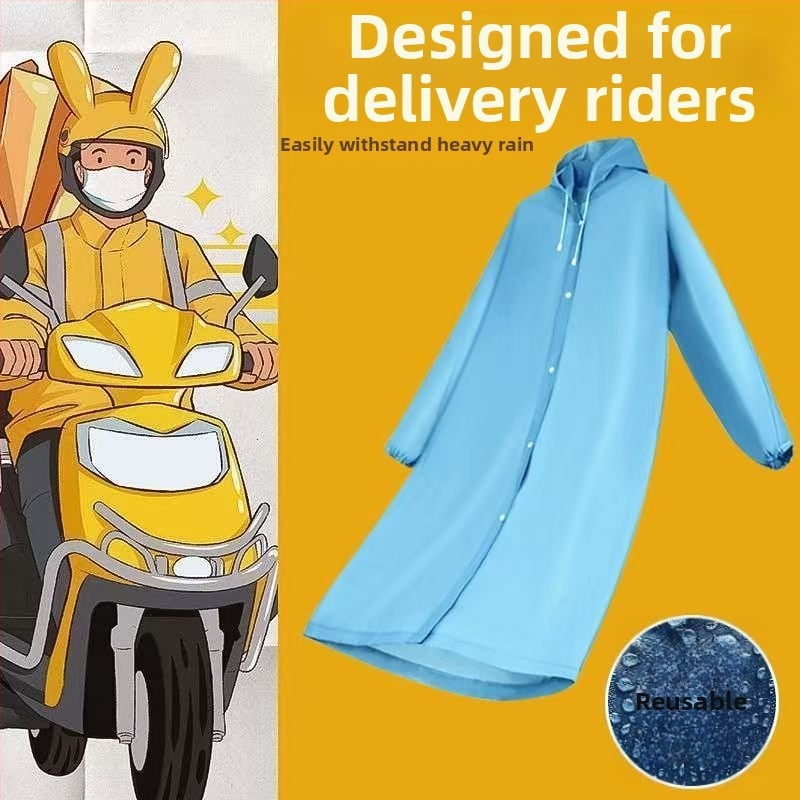 Piegādātājiem lietus mētelis – pilnīga ķermeņa ūdensizturīgs velosipēdu piegādes ponča, atkārtoti lietojams, audums: TPEs, PU līmēšana, logotipa drukāšana iespējama