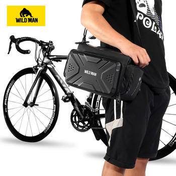 WILD MAN kerékpár kormánytáska – PU bőr, 4L, GS6, külső rögzítés