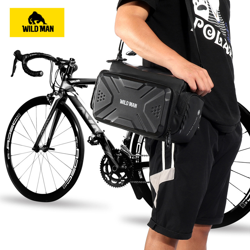 WILD MAN kerékpár kormánytáska – PU bőr, 4L, GS6, külső rögzítés