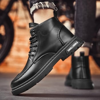 Muške Martin čizme | PU gornji dio | okrugli nos | srednje visoki pet 3-5 cm | gumeni đon | prednje vezivanje