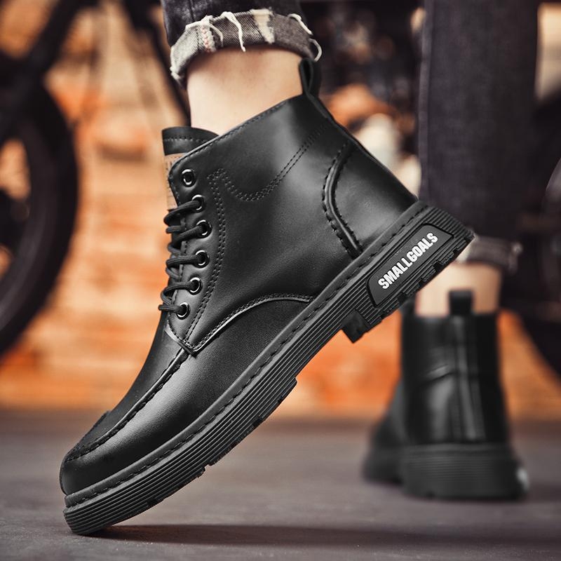 Muške Martin čizme | PU gornji dio | okrugli nos | srednje visoki pet 3-5 cm | gumeni đon | prednje vezivanje
