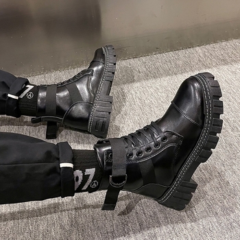 Férfi Martin bakancsok, magas szárú, vízálló mikroszálas felső rész, gumitalp