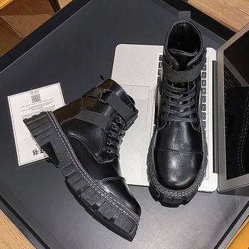 Férfi Martin bakancsok, magas szárú, vízálló mikroszálas felső rész, gumitalp