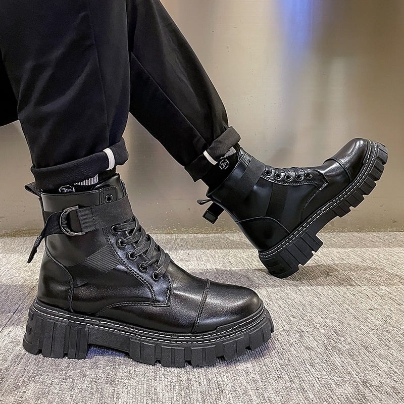 Férfi Martin bakancsok, magas szárú, vízálló mikroszálas felső rész, gumitalp