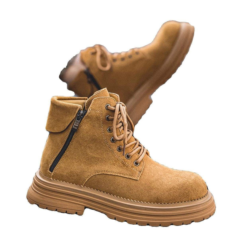 Martin csizmák férfiaknak, brit stílusú középmagas kültéri munkacipő vastag gumitalppal, PU talpbetéttel, felső része másodlagos réteg sertésbőrből