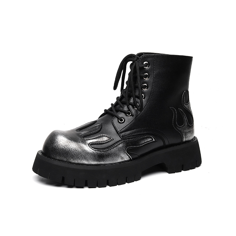 Muške Martin čizme, visoki potkoljenice, debela gumena potplata, zaobljeni vrh, vezanje sprijeda, retro punk stil