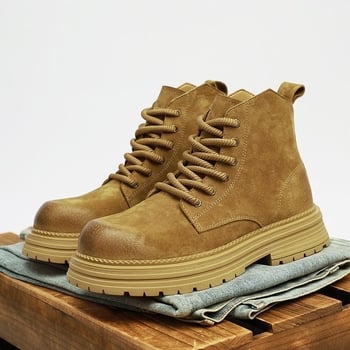 Férfi Martin csizmák, bőr felsőrész, gumi talp, kerek orr, elülső fűzőzárás, középmagas sarok 3–5 cm (bőr felsőrész; gumi talp; kerek orr; elülső fűzőzárás; középmagas sarok 3–5 cm)