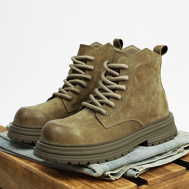 Férfi Martin csizmák, bőr felsőrész, gumi talp, kerek orr, elülső fűzőzárás, középmagas sarok 3–5 cm (bőr felsőrész; gumi talp; kerek orr; elülső fűzőzárás; középmagas sarok 3–5 cm)