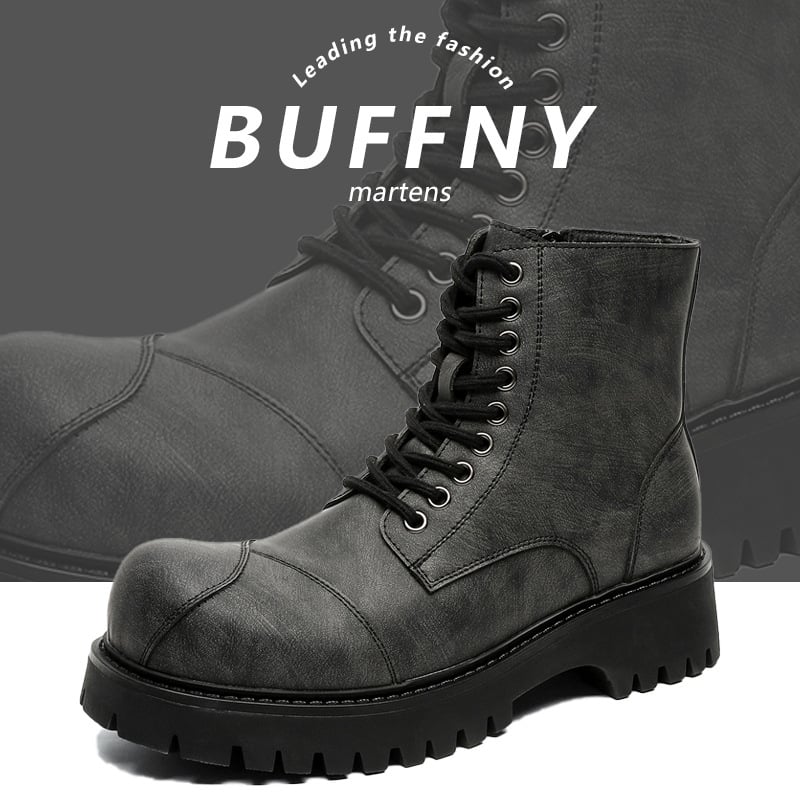 Ghete pentru bărbați Martin, stil britanic, talpă groasă din cauciuc pentru creșterea înălțimii, partea superioară și căptușeala din fibră super