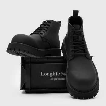 Ghete Martin pentru bărbați, talpă din cauciuc, guler scurt, închidere cu șiret în față, căptușeală din microfibră