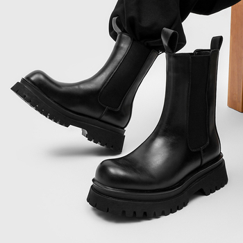 Cizme bărbătești Martin, stil britanic înalt, toamna 2025, partea superioară: super fibre, talpă: cauciuc, interior: plasă cu căptușeală PU