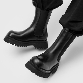 Cizme bărbătești Martin, stil britanic înalt, toamna 2025, partea superioară: super fibre, talpă: cauciuc, interior: plasă cu căptușeală PU