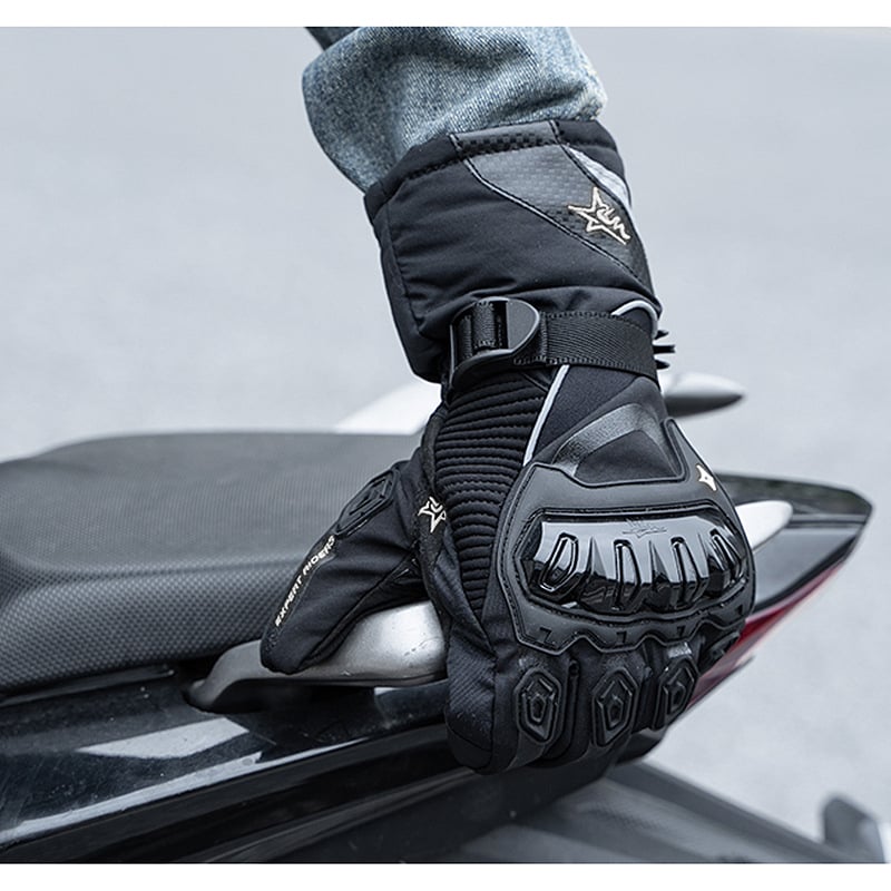 Γάντια χειμωνιάτικα για μοτοσικλέτα - Taslan, αδιάβροχα, αντιανεμικά, παχιά, μακριή μανσέτα, συμβατά με οθόνη αφής, unisex ενήλικες, κατάλληλα για ποδηλασία και σκι