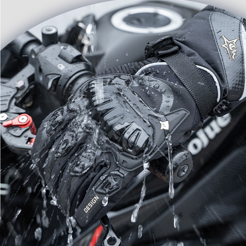 Γάντια χειμωνιάτικα για μοτοσικλέτα - Taslan, αδιάβροχα, αντιανεμικά, παχιά, μακριή μανσέτα, συμβατά με οθόνη αφής, unisex ενήλικες, κατάλληλα για ποδηλασία και σκι