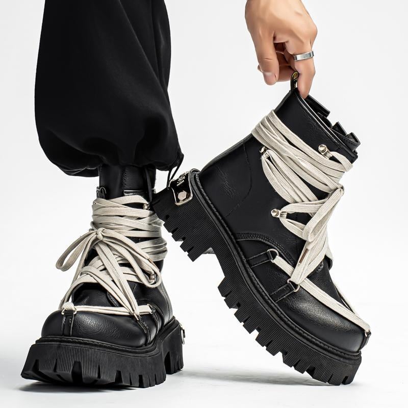 Ziemas Martin zābaki ar biezām zolem | PU augšdaļa, Gumijas zole, Vidējā pirksta garums, Priekšējā šņorēšana, Apaļš purns