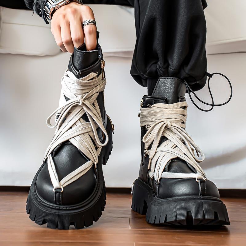 Ziemas Martin zābaki ar biezām zolem | PU augšdaļa, Gumijas zole, Vidējā pirksta garums, Priekšējā šņorēšana, Apaļš purns