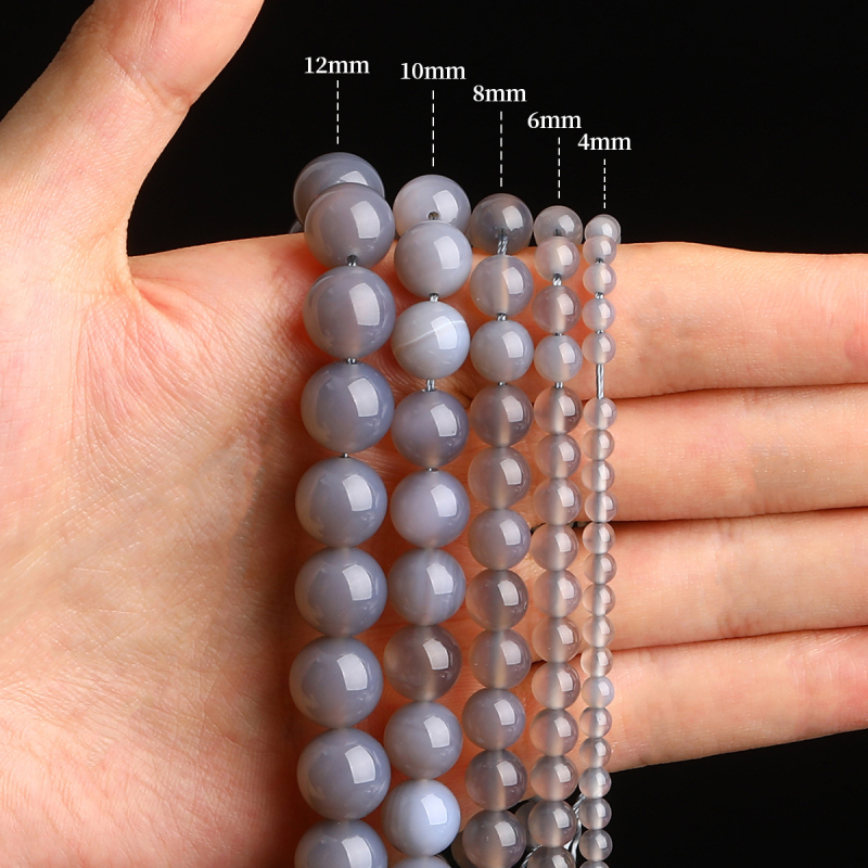 Korálky na náramok – 7A prírodné achátové korálky, guľaté a leštené, na DIY šperky