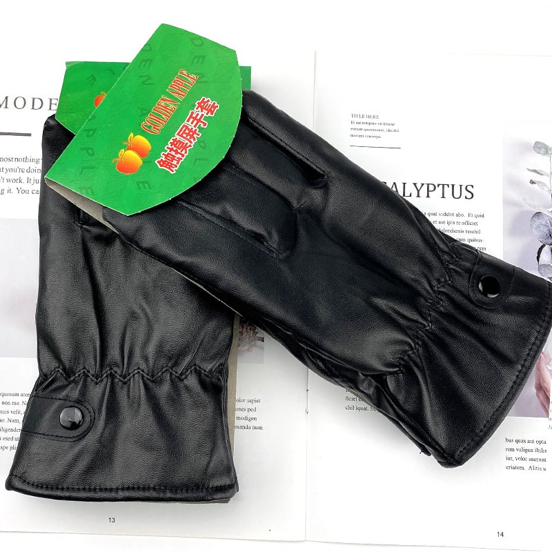 Érintőképernyős téli kesztyűk - bőr, uniszex, kerékpározáshoz